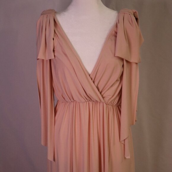 ASOS V Neck + Back Blush Pink Draped Maxi Gown - Picture 3 of 5